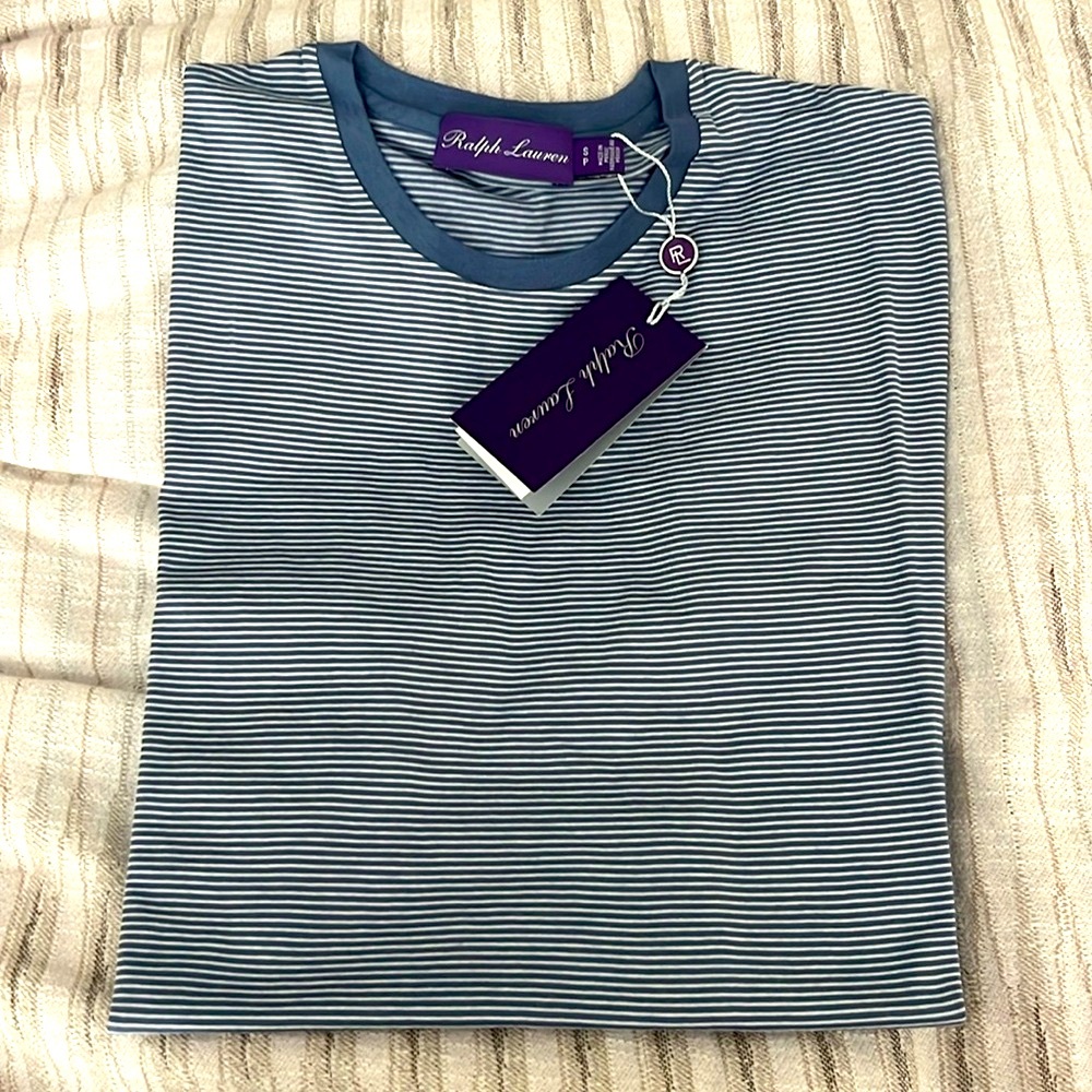 NWT Ralph Lauren Purple Label Stripe Lisle T-Shirt Men’s Size Small